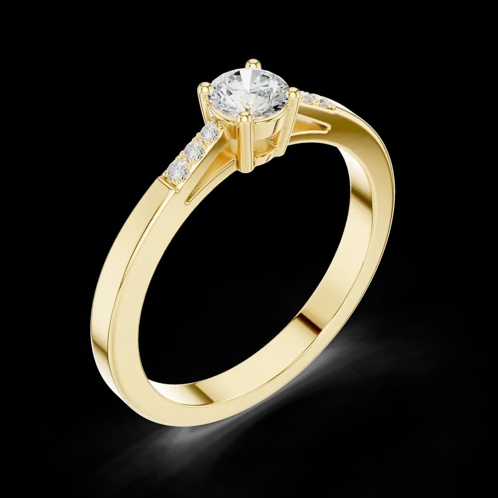 Round Lab Grown Tapered Pave Ring - Image 5 Round Lab Grown Tapered Pave Ring, view 5 of 6