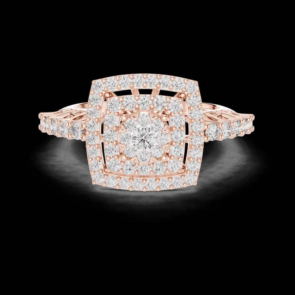 Round Cluster Square Halo Lab Diamond Band - Image 1 Round Cluster Square Halo Lab Diamond Band, view 1 of 6