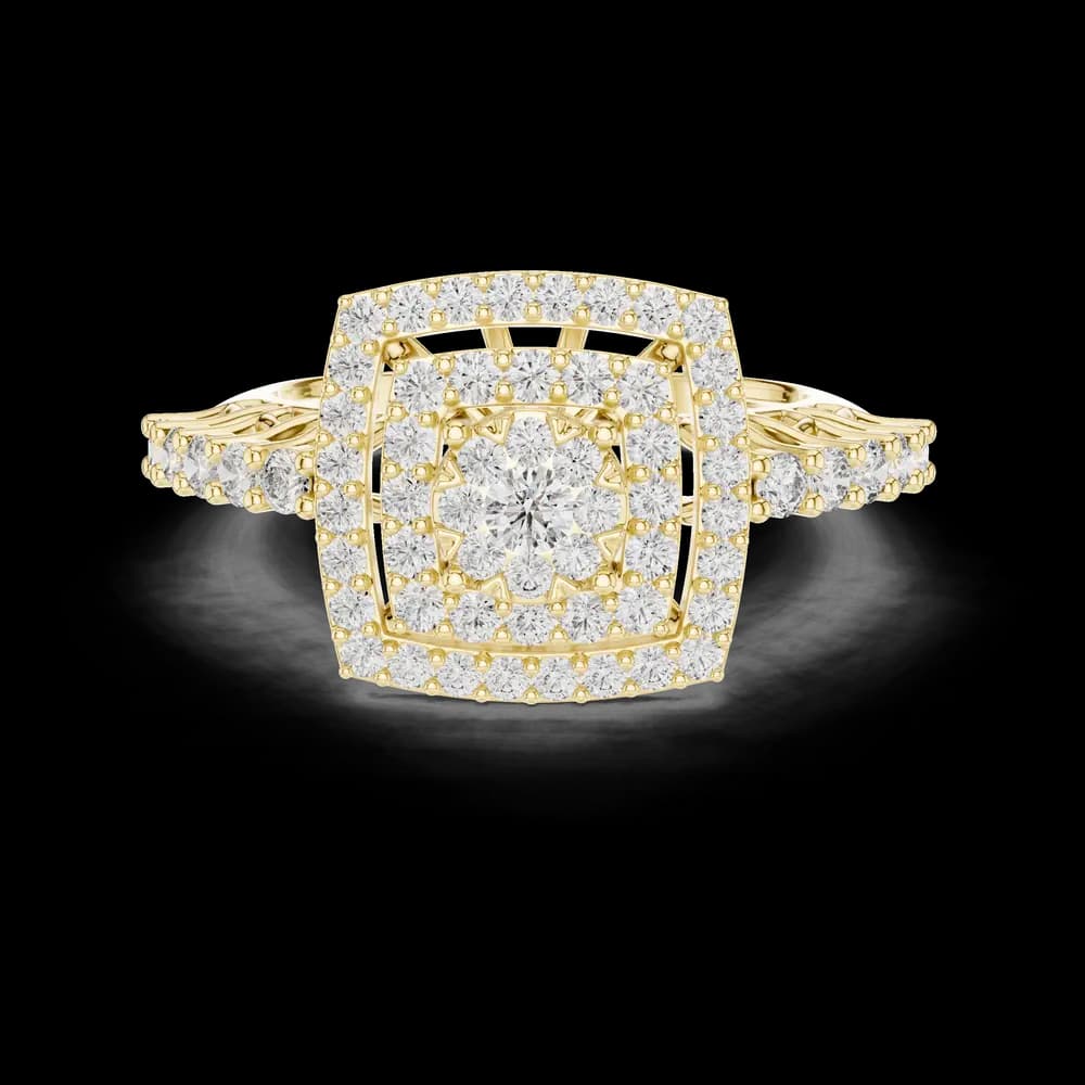 Round Cluster Square Halo Lab Diamond Band - Image 3 Round Cluster Square Halo Lab Diamond Band, view 3 of 6