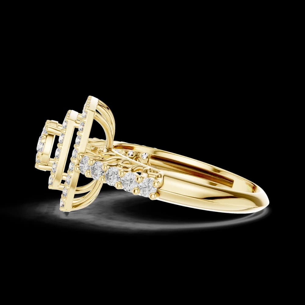 Round Cluster Square Halo Lab Diamond Band - Image 6 Round Cluster Square Halo Lab Diamond Band, view 6 of 6