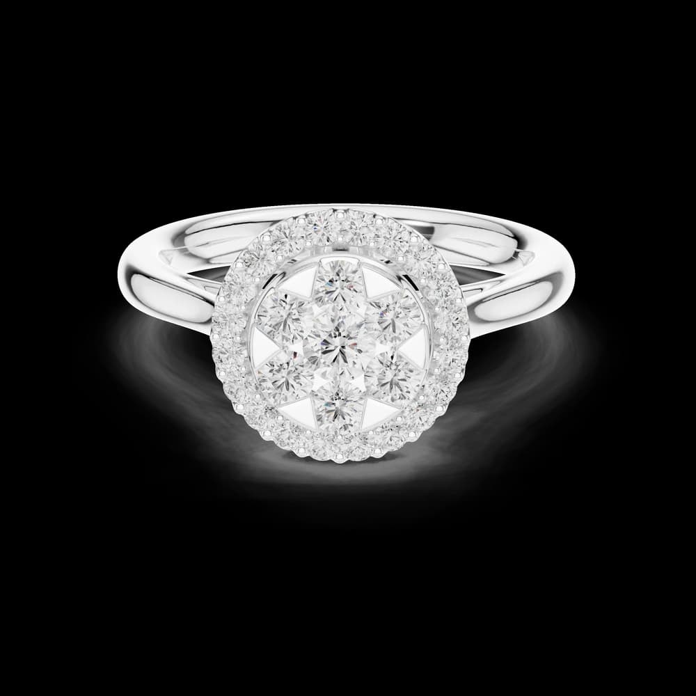 Openwork Basket Petal Cluster Halo Ring - Image 2 Openwork Basket Petal Cluster Halo Ring, view 2 of 6