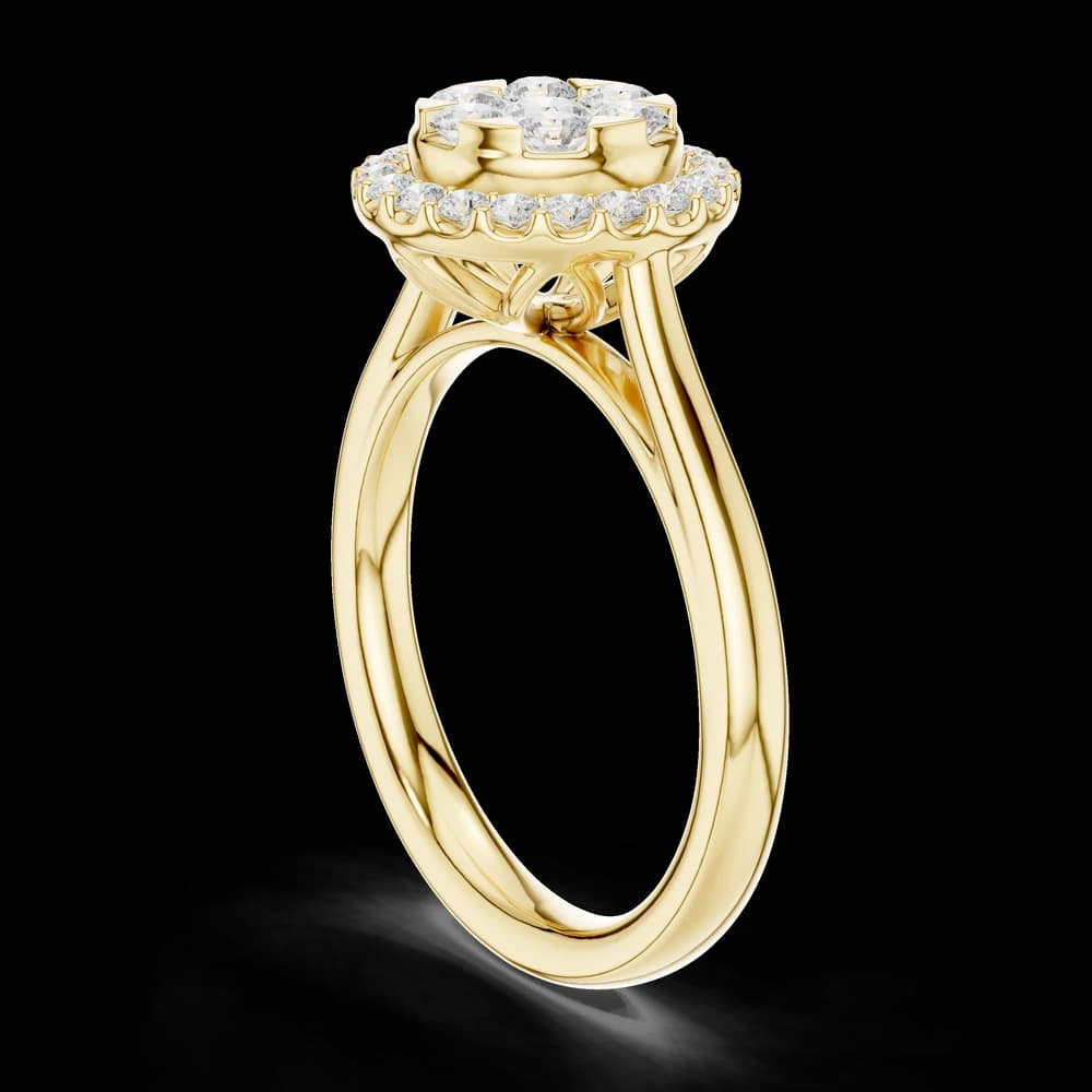Openwork Basket Petal Cluster Halo Ring - Image 4 Openwork Basket Petal Cluster Halo Ring, view 4 of 6