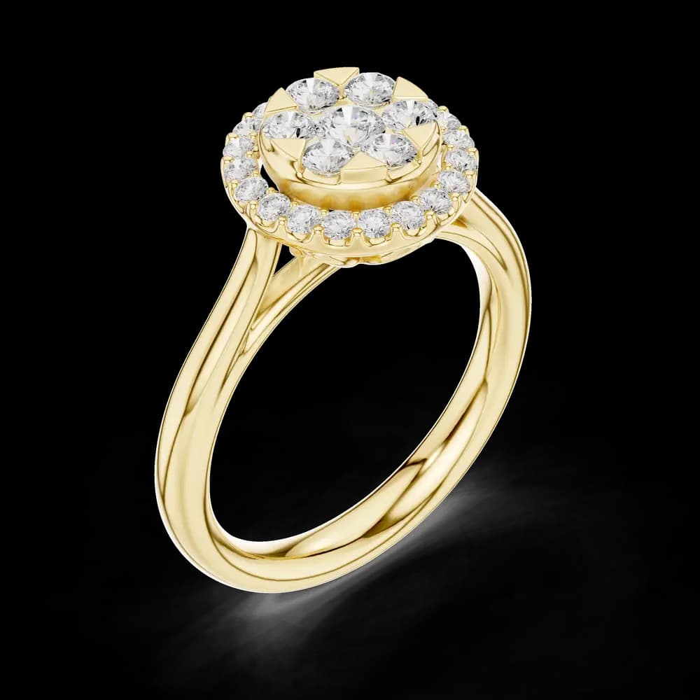 Openwork Basket Petal Cluster Halo Ring - Image 5 Openwork Basket Petal Cluster Halo Ring, view 5 of 6