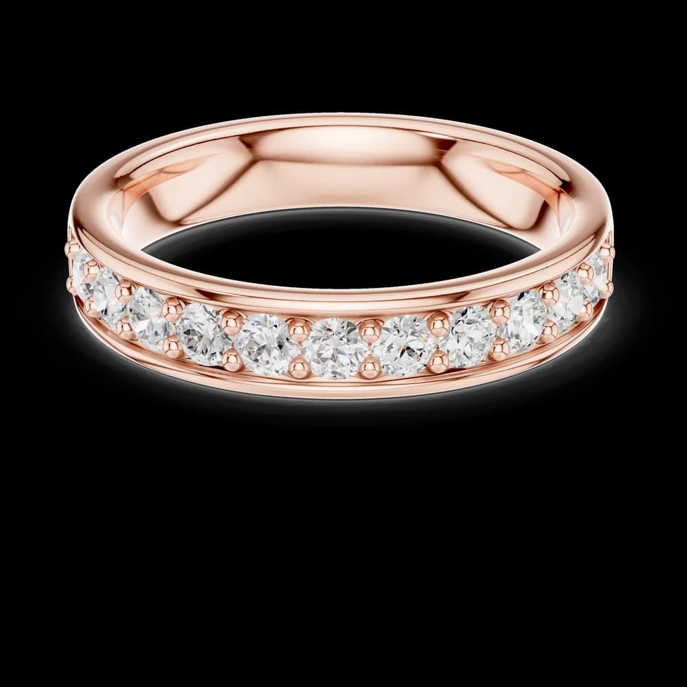 Bordered Round Half Eternity Lab Grown Diamond Ring - Image 1 Bordered Round Half Eternity Lab Grown Diamond Ring, view 1 of 6