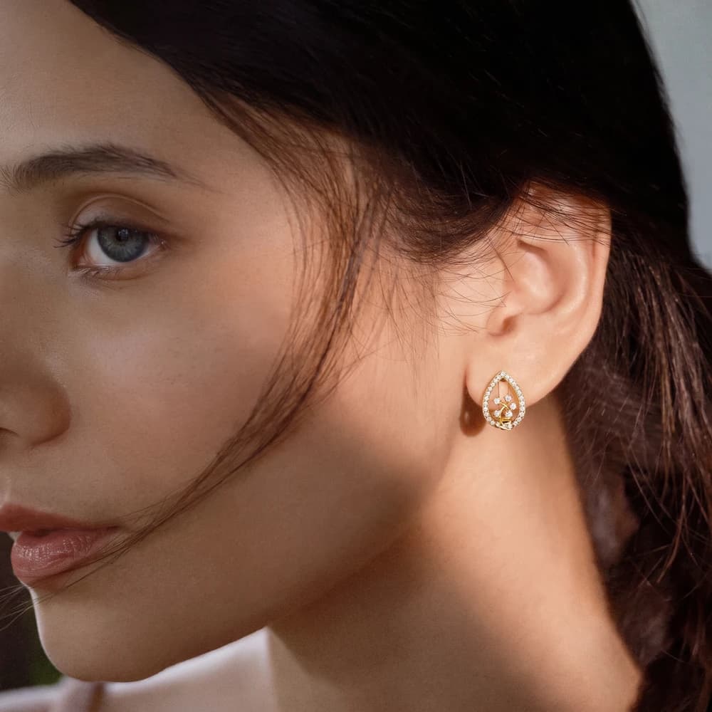 Satin Bow Lab Grown Diamond Earrings Hoops - Image 1 Satin Bow Lab Grown Diamond Earrings Hoops, view 1 of 7
