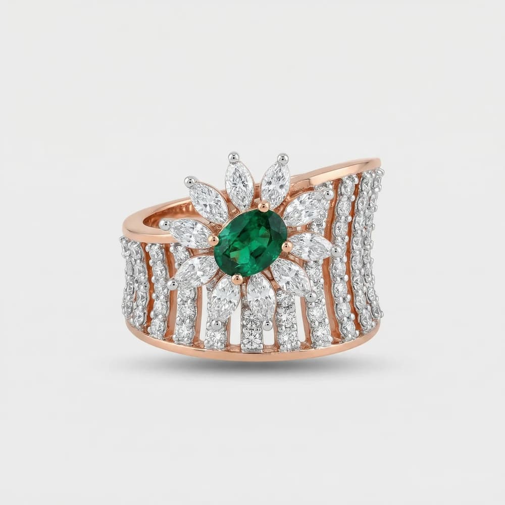 Oval Floral Statement Lab Grown Diamond Ring - Image 1 Oval Floral Statement Lab Grown Diamond Ring, view 1 of 1