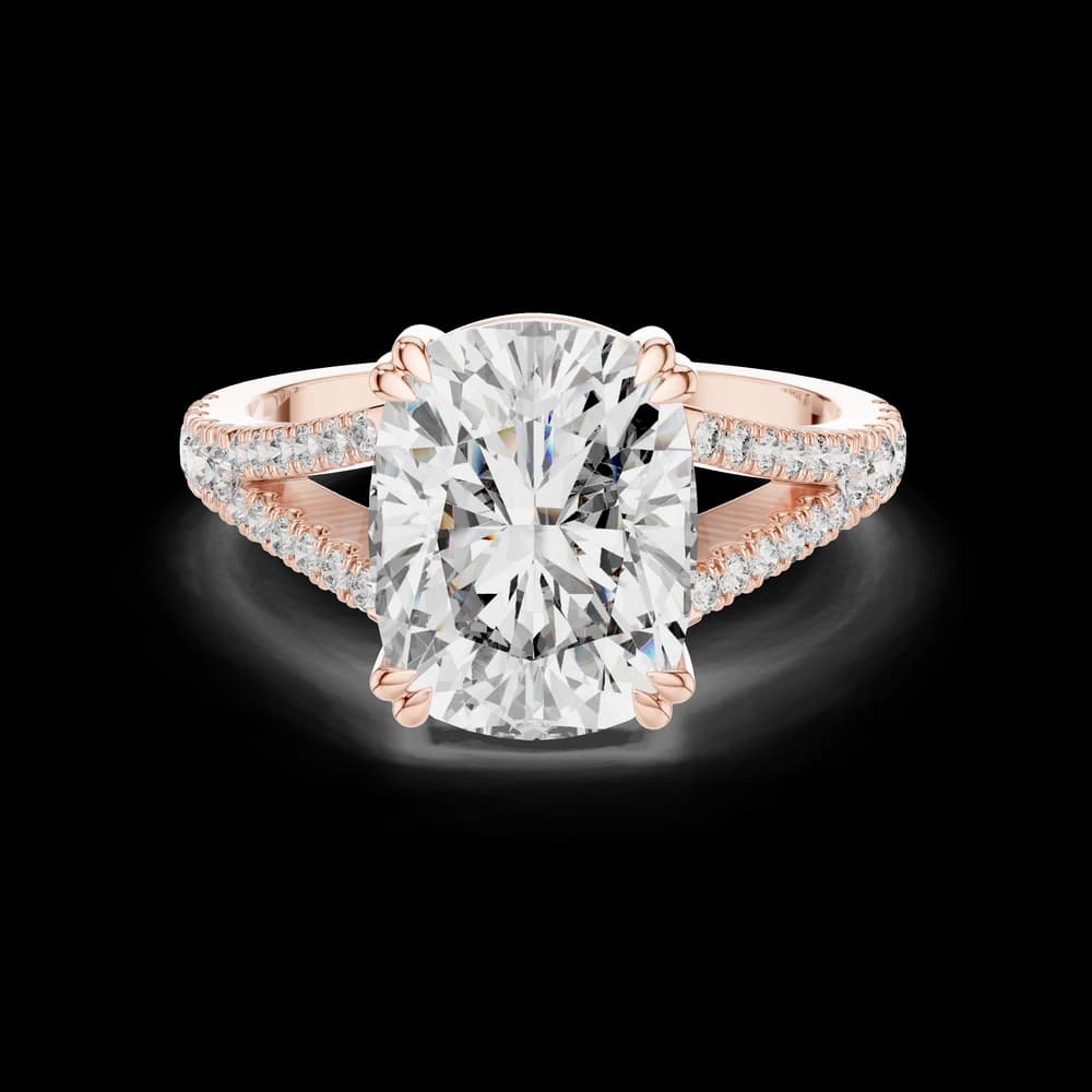 Rectangular Cushion Cut Split Pave Lab Grown Diamond Ring - Image 1 Rectangular Cushion Cut Split Pave Lab Grown Diamond Ring, view 1 of 6