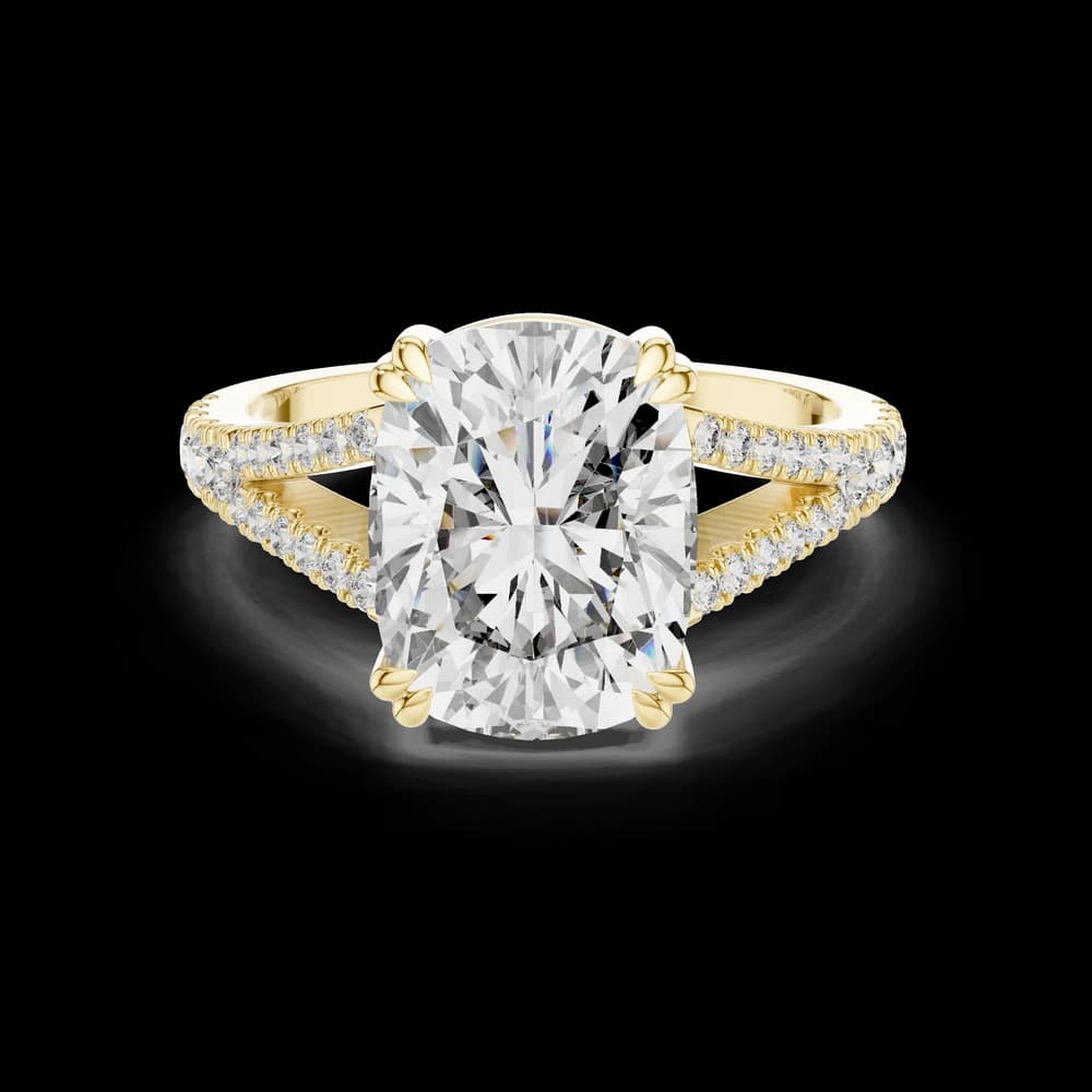 Rectangular Cushion Cut Split Pave Lab Grown Diamond Ring - Image 3 Rectangular Cushion Cut Split Pave Lab Grown Diamond Ring, view 3 of 6