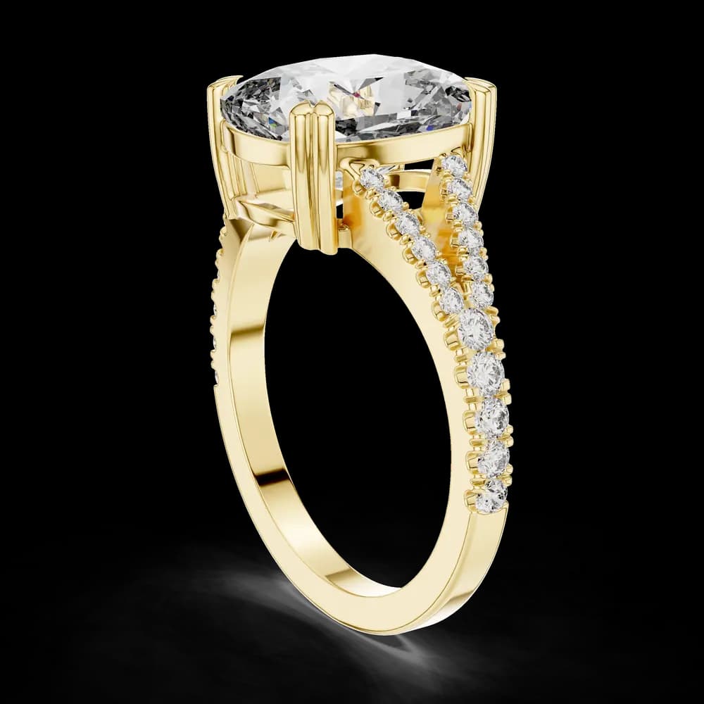 Rectangular Cushion Cut Split Pave Lab Grown Diamond Ring - Image 4 Rectangular Cushion Cut Split Pave Lab Grown Diamond Ring, view 4 of 6