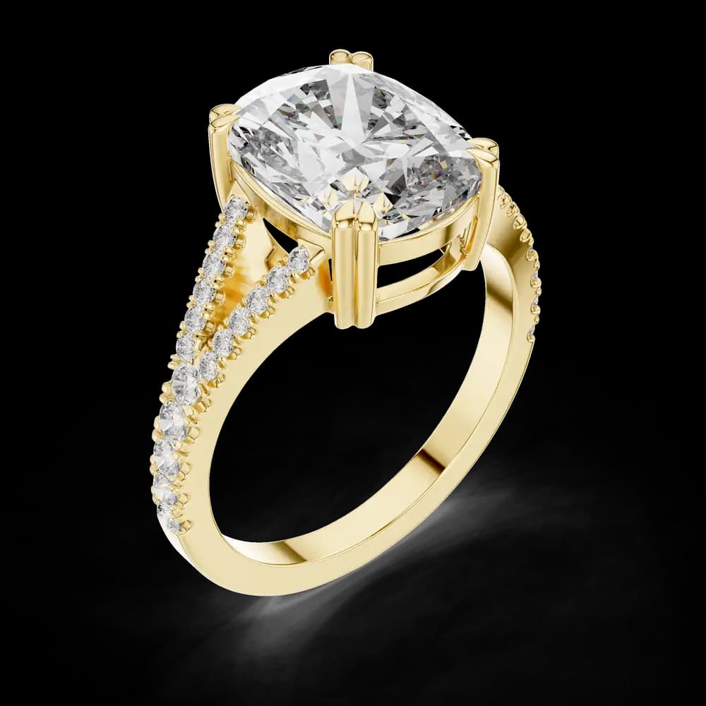 Rectangular Cushion Cut Split Pave Lab Grown Diamond Ring - Image 5 Rectangular Cushion Cut Split Pave Lab Grown Diamond Ring, view 5 of 6