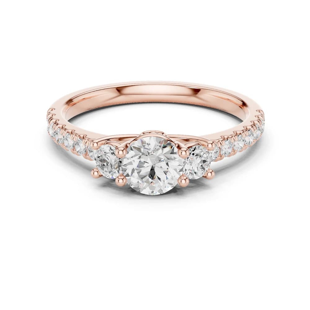 Round Trio Pave Solitaire Ring - Image 1 Round Trio Pave Solitaire Ring, view 1 of 7
