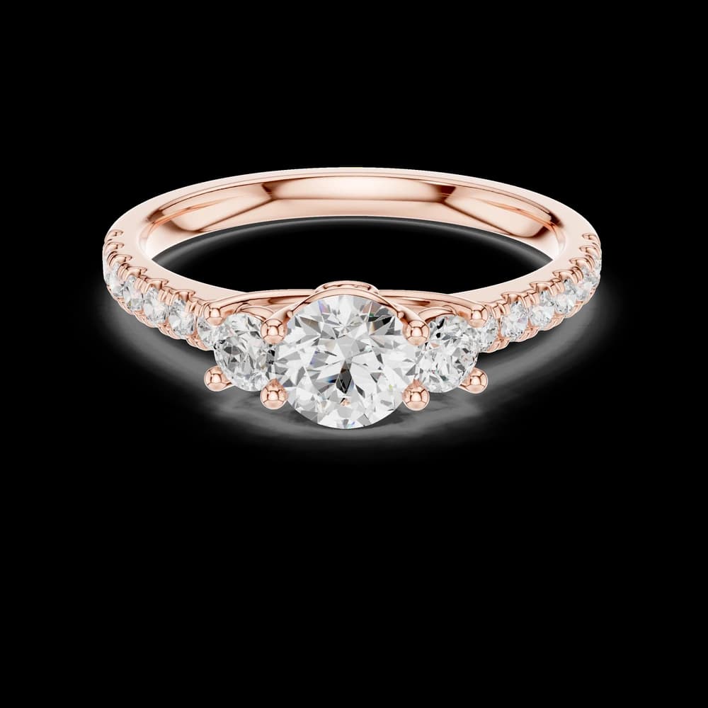 Round Trio Pave Solitaire Ring - Image 2 Round Trio Pave Solitaire Ring, view 2 of 7