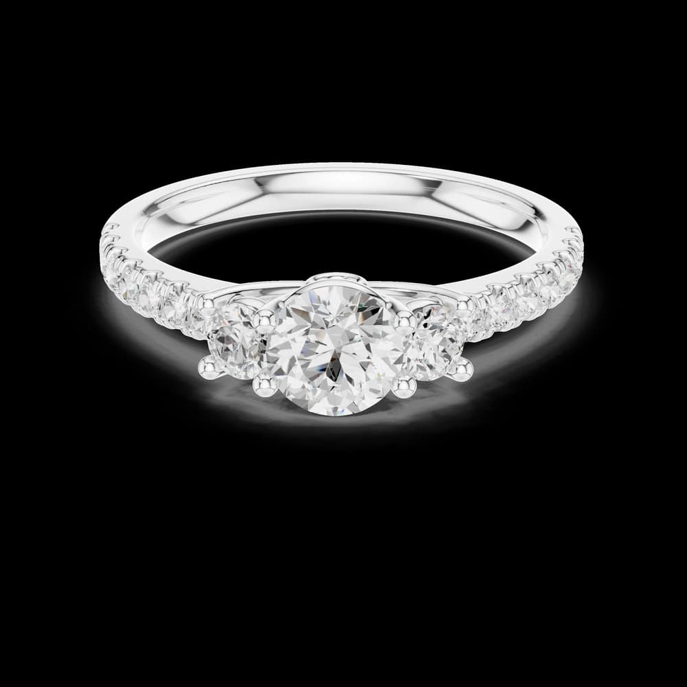 Round Trio Pave Solitaire Ring - Image 3 Round Trio Pave Solitaire Ring, view 3 of 7