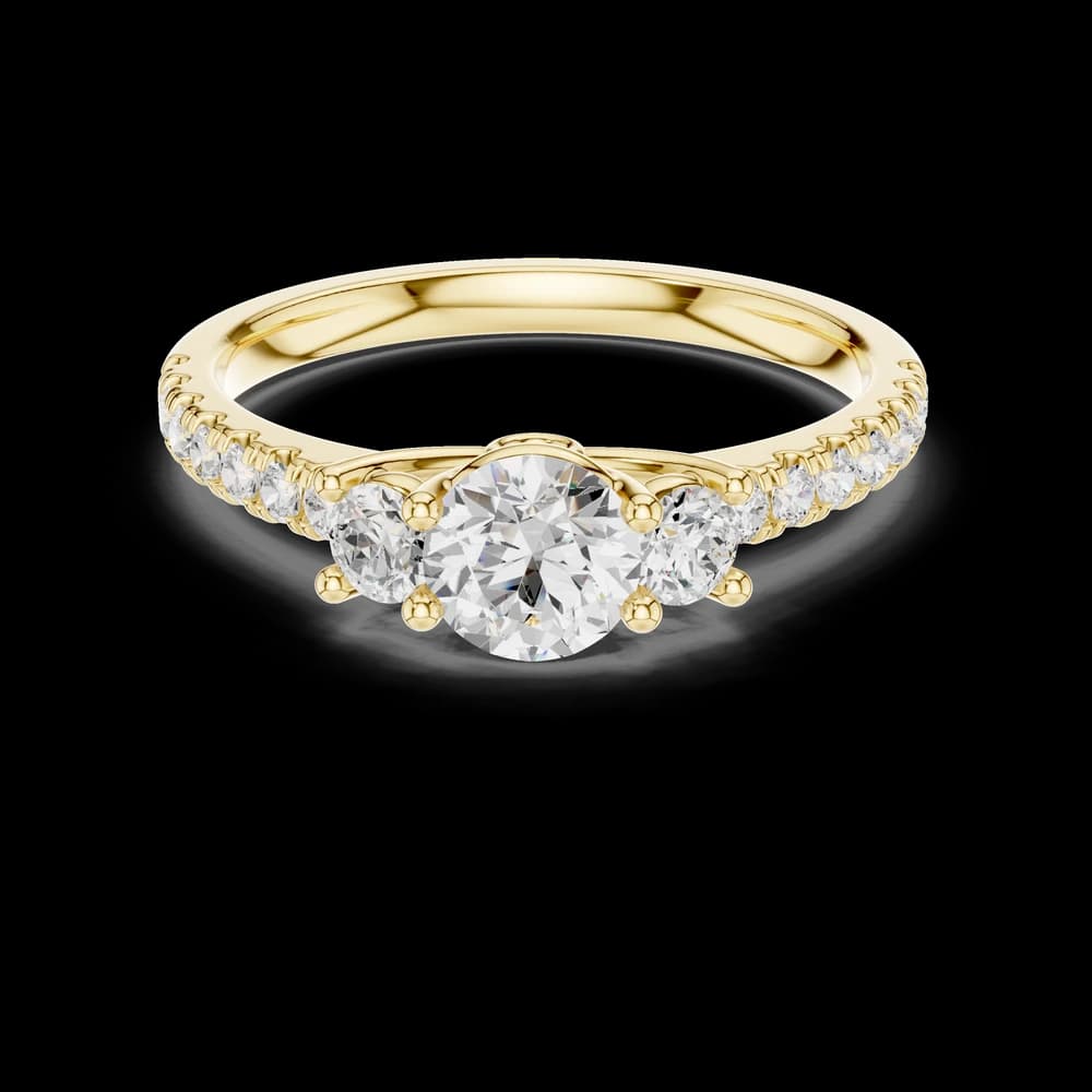 Round Trio Pave Solitaire Ring - Image 4 Round Trio Pave Solitaire Ring, view 4 of 7