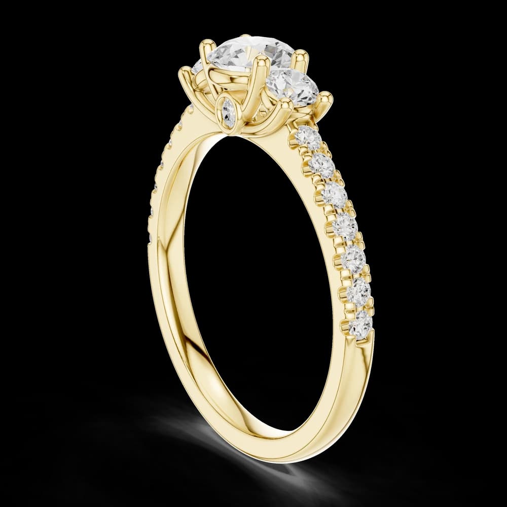 Round Trio Pave Solitaire Ring - Image 5 Round Trio Pave Solitaire Ring, view 5 of 7
