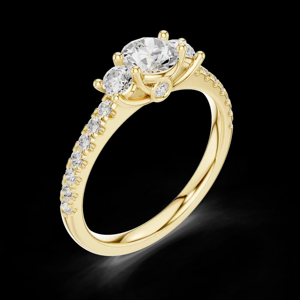 Round Trio Pave Solitaire Ring - Image 6 Round Trio Pave Solitaire Ring, view 6 of 7