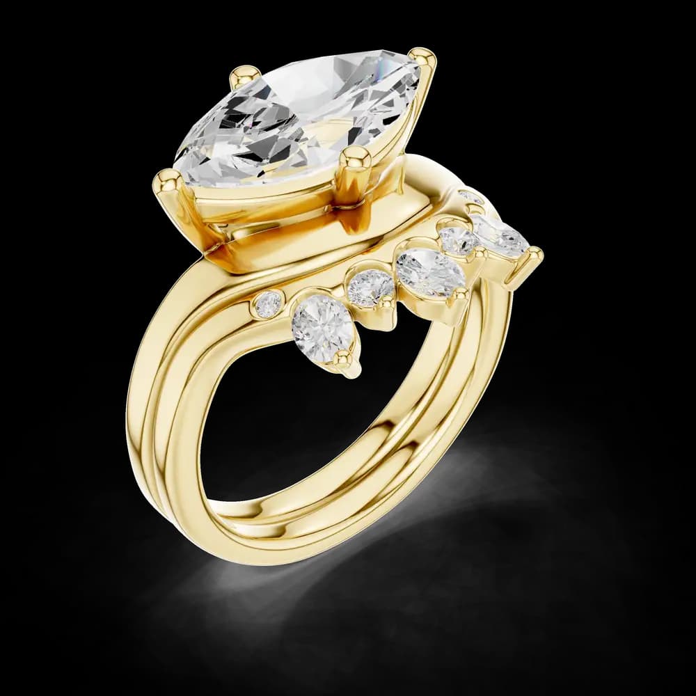 Scalloped Edge Lab Grown Diamond Ring - Image 5 Scalloped Edge Lab Grown Diamond Ring, view 5 of 6