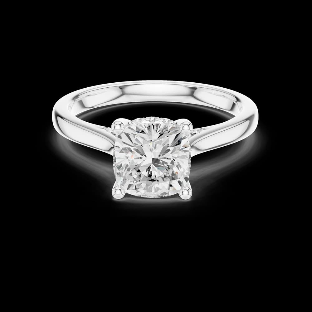 Cushion Hidden Halo Lab Grown Diamond Ring - Image 2 Cushion Hidden Halo Lab Grown Diamond Ring, view 2 of 6