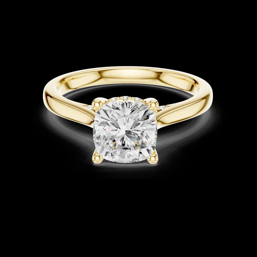 Cushion Hidden Halo Lab Grown Diamond Ring - Image 3 Cushion Hidden Halo Lab Grown Diamond Ring, view 3 of 6