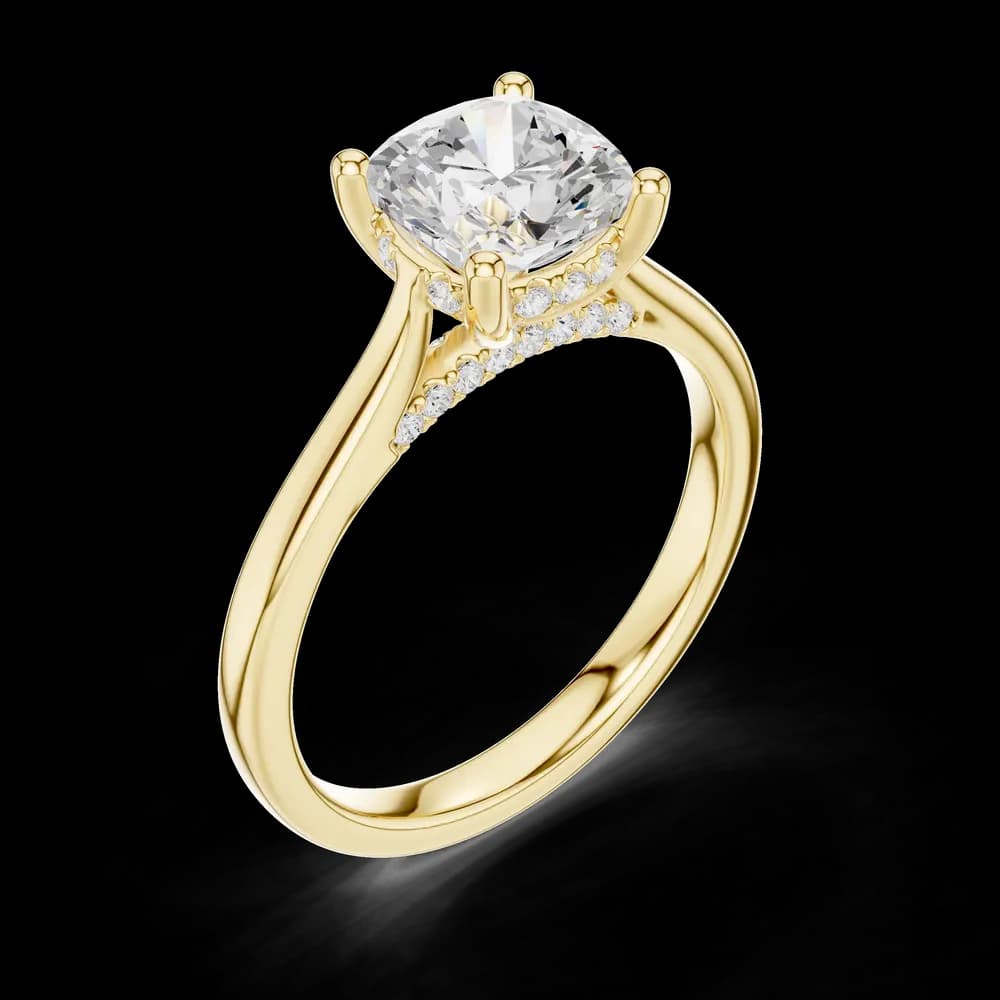 Cushion Hidden Halo Lab Grown Diamond Ring - Image 5 Cushion Hidden Halo Lab Grown Diamond Ring, view 5 of 6
