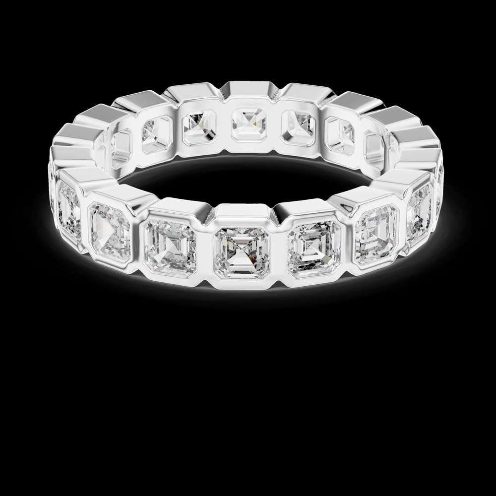 Bezel-Set Asscher Cut Diamond Eternity Band - Image 2 Bezel-Set Asscher Cut Diamond Eternity Band, view 2 of 6