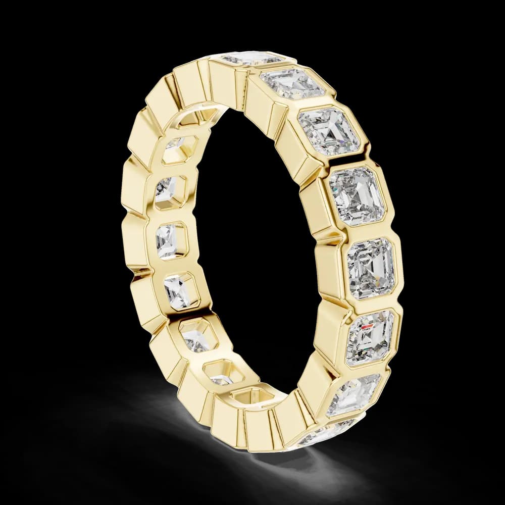 Bezel-Set Asscher Cut Diamond Eternity Band - Image 4 Bezel-Set Asscher Cut Diamond Eternity Band, view 4 of 6