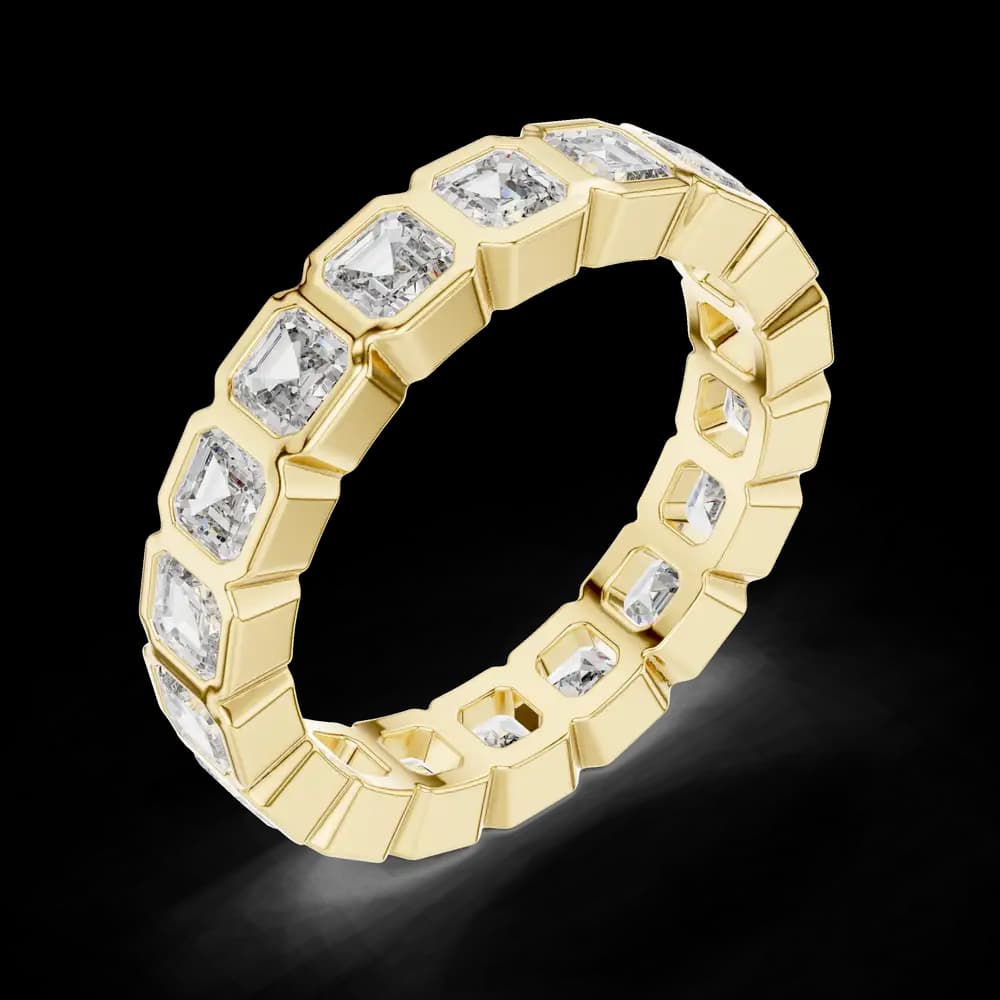 Bezel-Set Asscher Cut Diamond Eternity Band - Image 5 Bezel-Set Asscher Cut Diamond Eternity Band, view 5 of 6