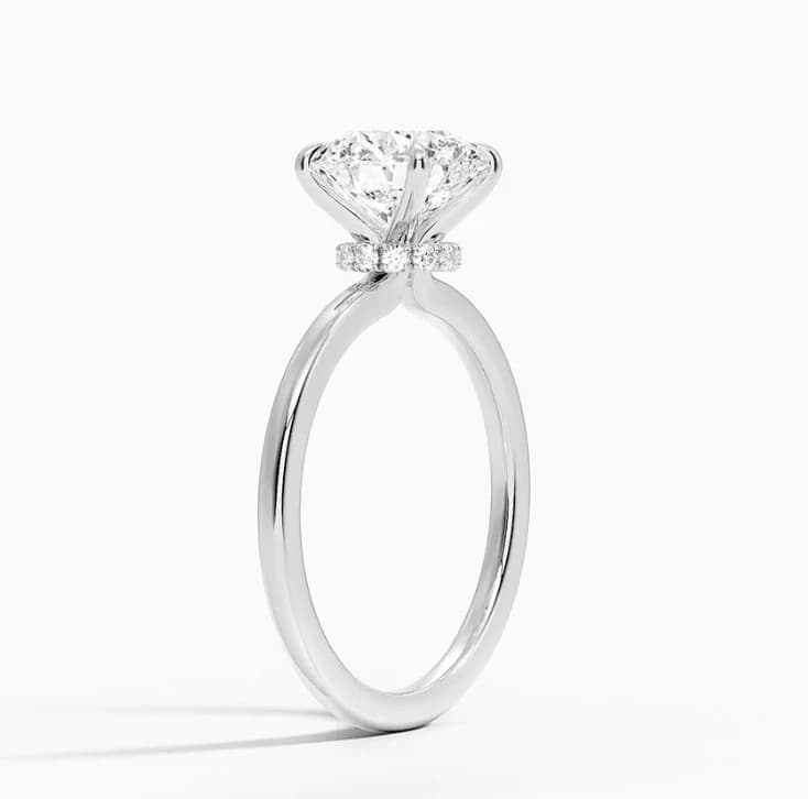 Secret Halo Round Lab Grown Diamond Solitaire Ring - Image 3 Secret Halo Round Lab Grown Diamond Solitaire Ring, view 3 of 5