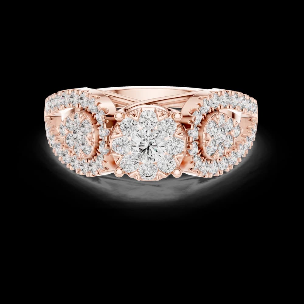 Luxury Three Stone Floral Cluster Lab Grown Diamond Ring - Image 1 Luxury Three Stone Floral Cluster Lab Grown Diamond Ring, view 1 of 6