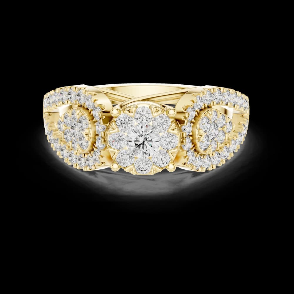 Luxury Three Stone Floral Cluster Lab Grown Diamond Ring - Image 3 Luxury Three Stone Floral Cluster Lab Grown Diamond Ring, view 3 of 6