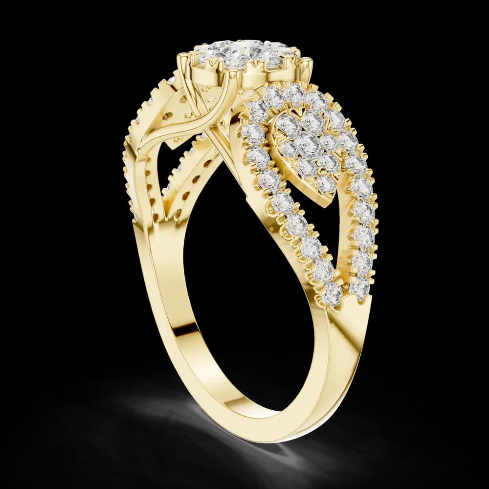 Luxury Three Stone Floral Cluster Lab Grown Diamond Ring - Image 4 Luxury Three Stone Floral Cluster Lab Grown Diamond Ring, view 4 of 6