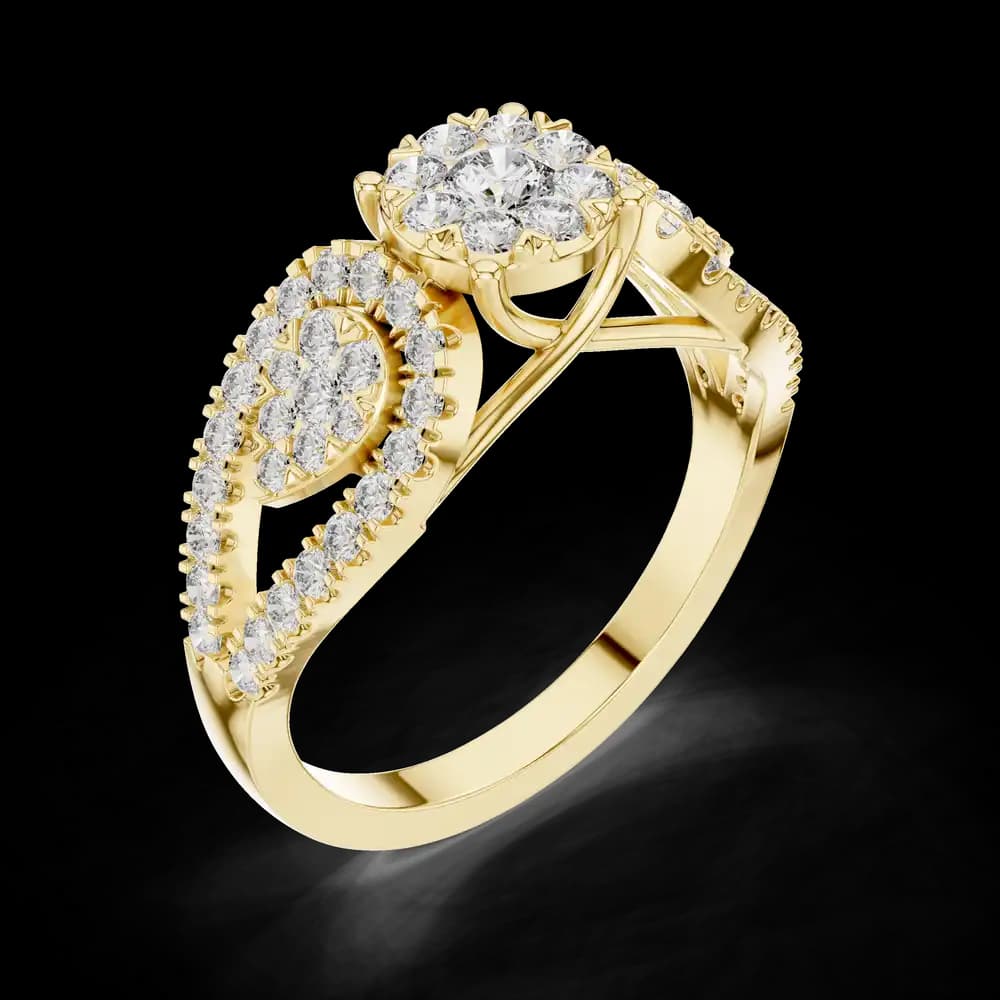 Luxury Three Stone Floral Cluster Lab Grown Diamond Ring - Image 5 Luxury Three Stone Floral Cluster Lab Grown Diamond Ring, view 5 of 6