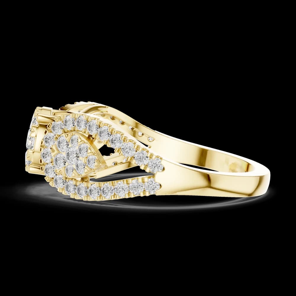 Luxury Three Stone Floral Cluster Lab Grown Diamond Ring - Image 6 Luxury Three Stone Floral Cluster Lab Grown Diamond Ring, view 6 of 6