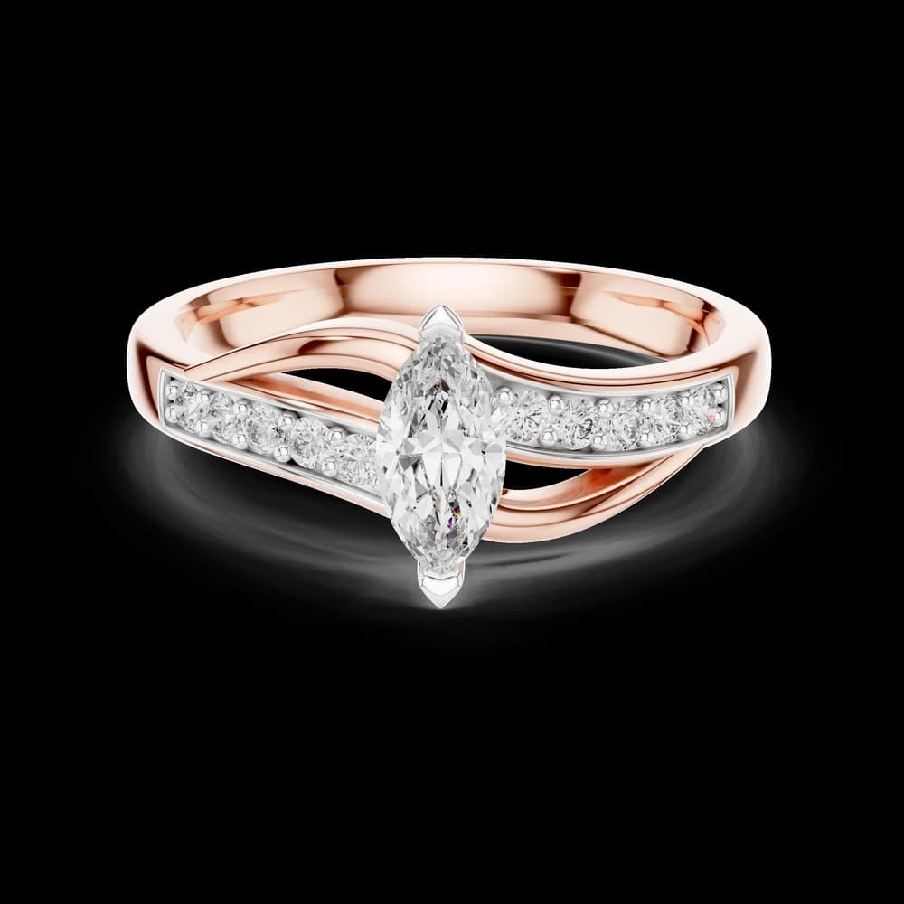 Pavé Marquise Bypass Lab Grown Diamond Ring - Image 1 Pavé Marquise Bypass Lab Grown Diamond Ring, view 1 of 6