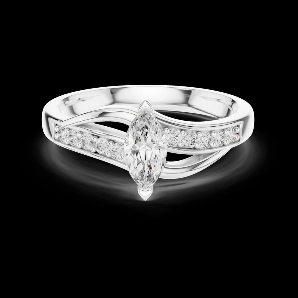 Pavé Marquise Bypass Lab Grown Diamond Ring - Image 2 Pavé Marquise Bypass Lab Grown Diamond Ring, view 2 of 6