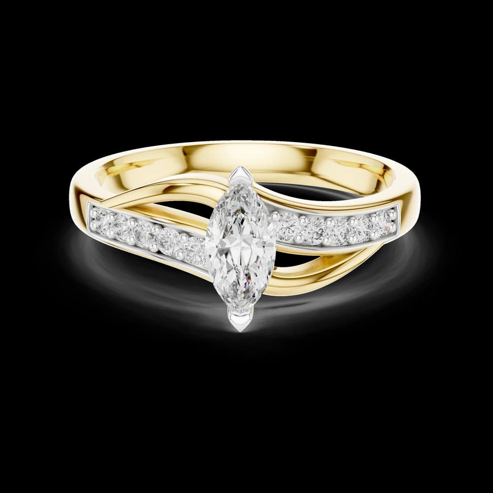 Pavé Marquise Bypass Lab Grown Diamond Ring - Image 3 Pavé Marquise Bypass Lab Grown Diamond Ring, view 3 of 6
