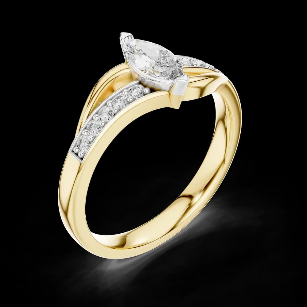 Pavé Marquise Bypass Lab Grown Diamond Ring - Image 5 Pavé Marquise Bypass Lab Grown Diamond Ring, view 5 of 6