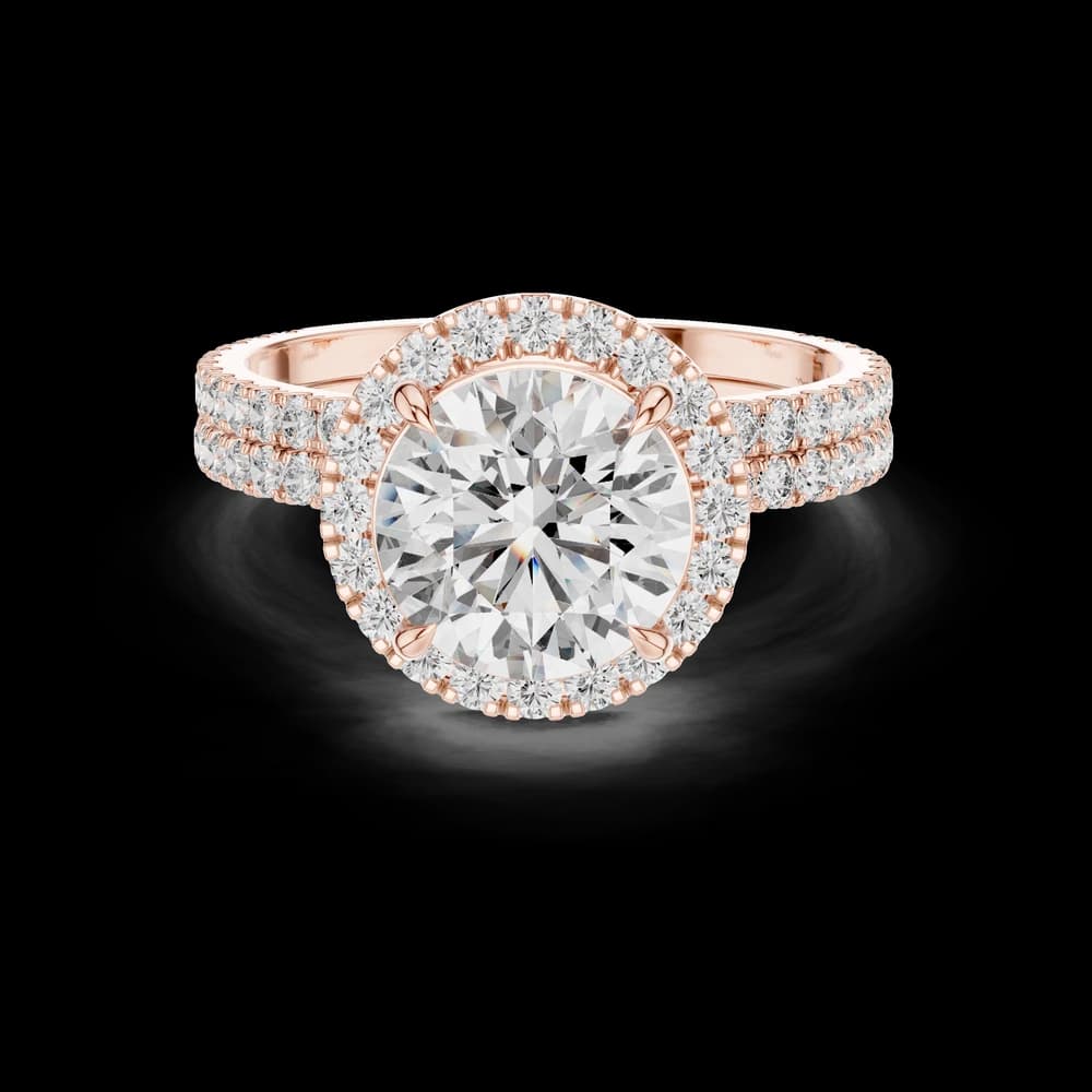 Round Double Row Halo Lab Grown Diamond Ring - Image 1 Round Double Row Halo Lab Grown Diamond Ring, view 1 of 5