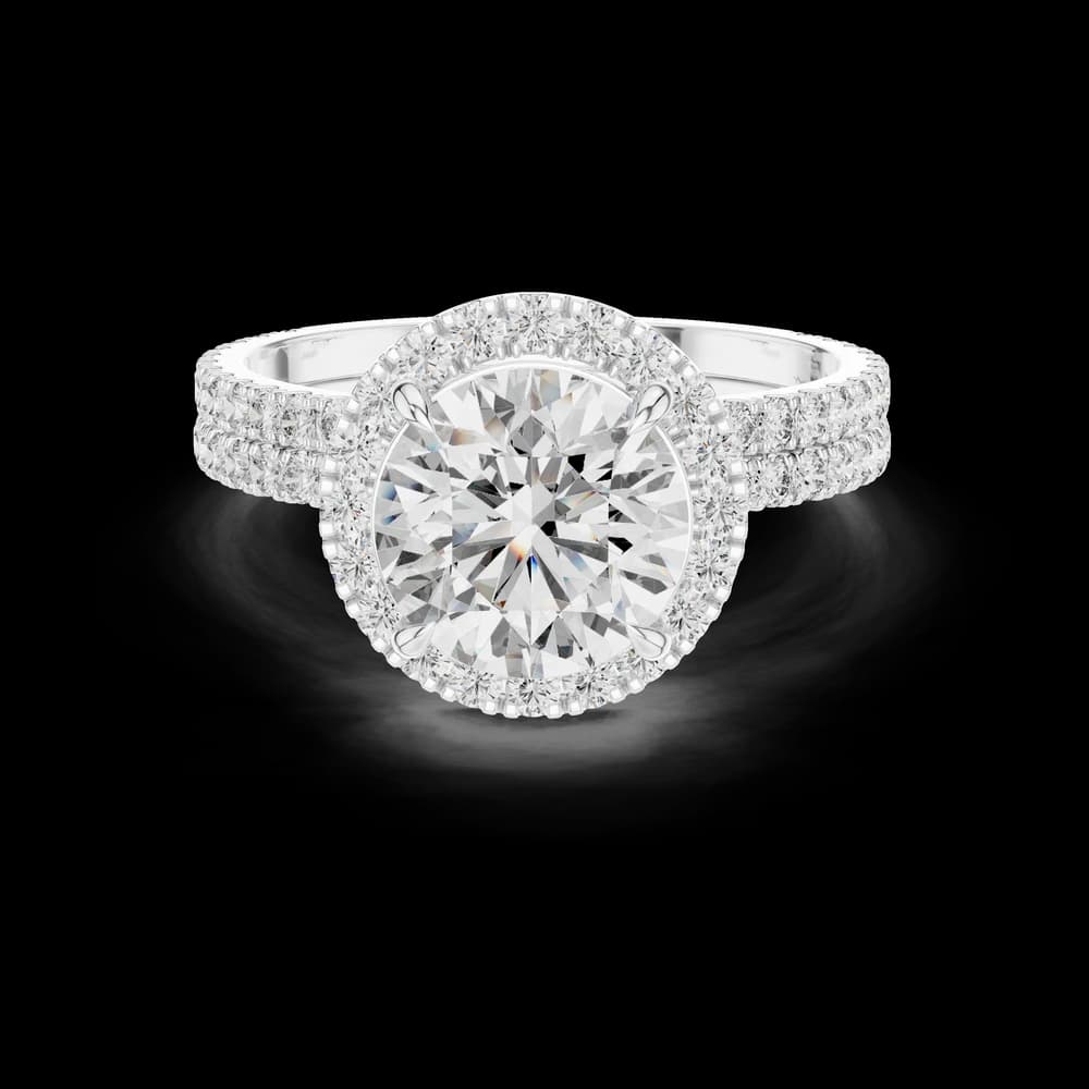 Round Double Row Halo Lab Grown Diamond Ring - Image 2 Round Double Row Halo Lab Grown Diamond Ring, view 2 of 5