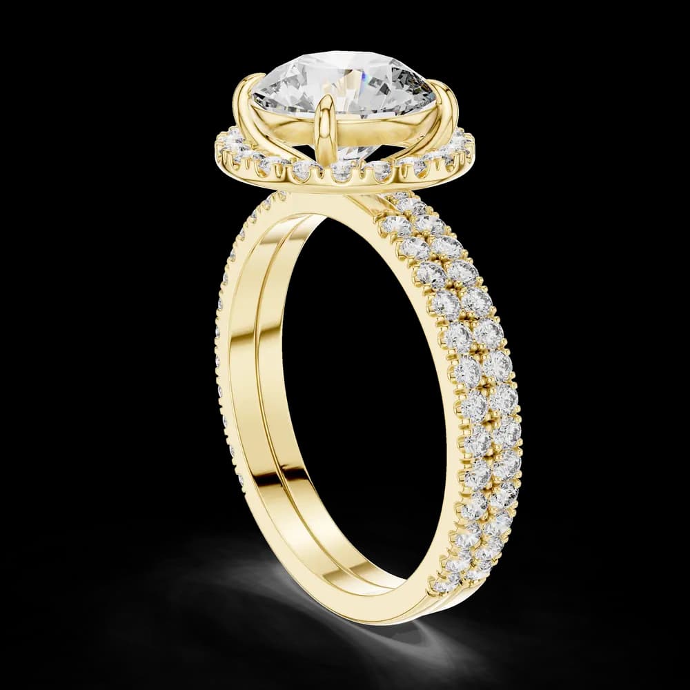 Round Double Row Halo Lab Grown Diamond Ring - Image 4 Round Double Row Halo Lab Grown Diamond Ring, view 4 of 5