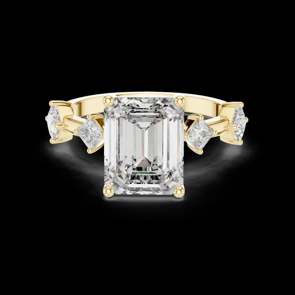 Emerald Center Princess Side Lab Gron Diamond Ring - Image 3 Emerald Center Princess Side Lab Gron Diamond Ring, view 3 of 6