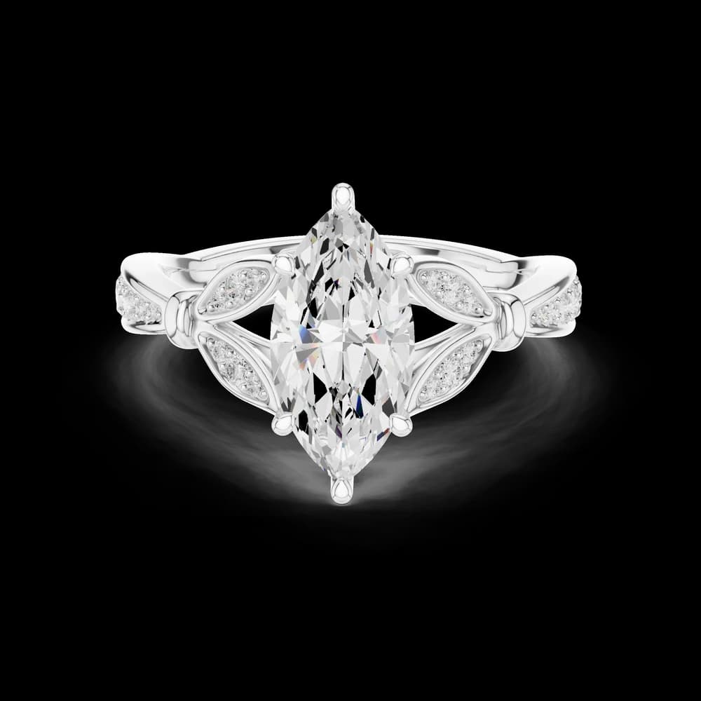 Vintage Marquise Filigree Lab Grown Diamond Ring - Image 2 Vintage Marquise Filigree Lab Grown Diamond Ring, view 2 of 6