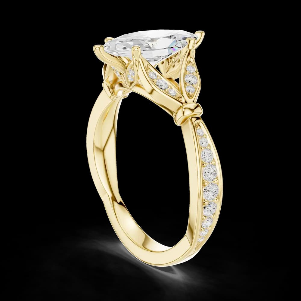 Vintage Marquise Filigree Lab Grown Diamond Ring - Image 4 Vintage Marquise Filigree Lab Grown Diamond Ring, view 4 of 6