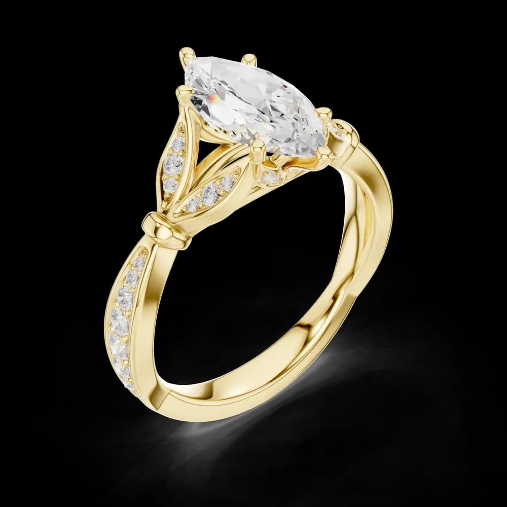 Vintage Marquise Filigree Lab Grown Diamond Ring - Image 5 Vintage Marquise Filigree Lab Grown Diamond Ring, view 5 of 6