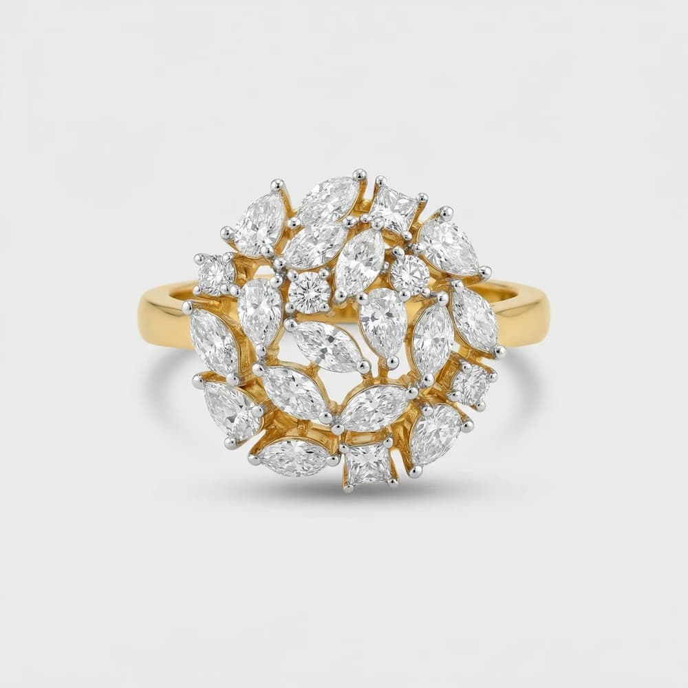 Floral Cluster Dome Lab Grown Diamond Ring - Image 1 Floral Cluster Dome Lab Grown Diamond Ring, view 1 of 3