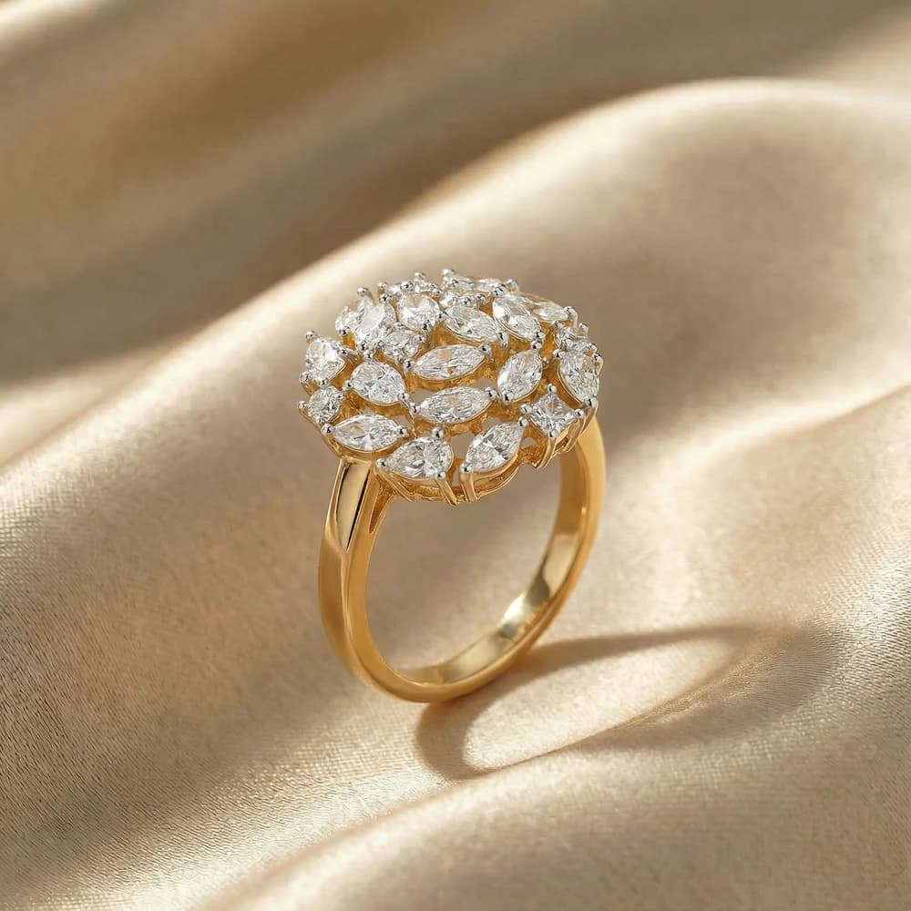 Floral Cluster Dome Lab Grown Diamond Ring - Image 2 Floral Cluster Dome Lab Grown Diamond Ring, view 2 of 3