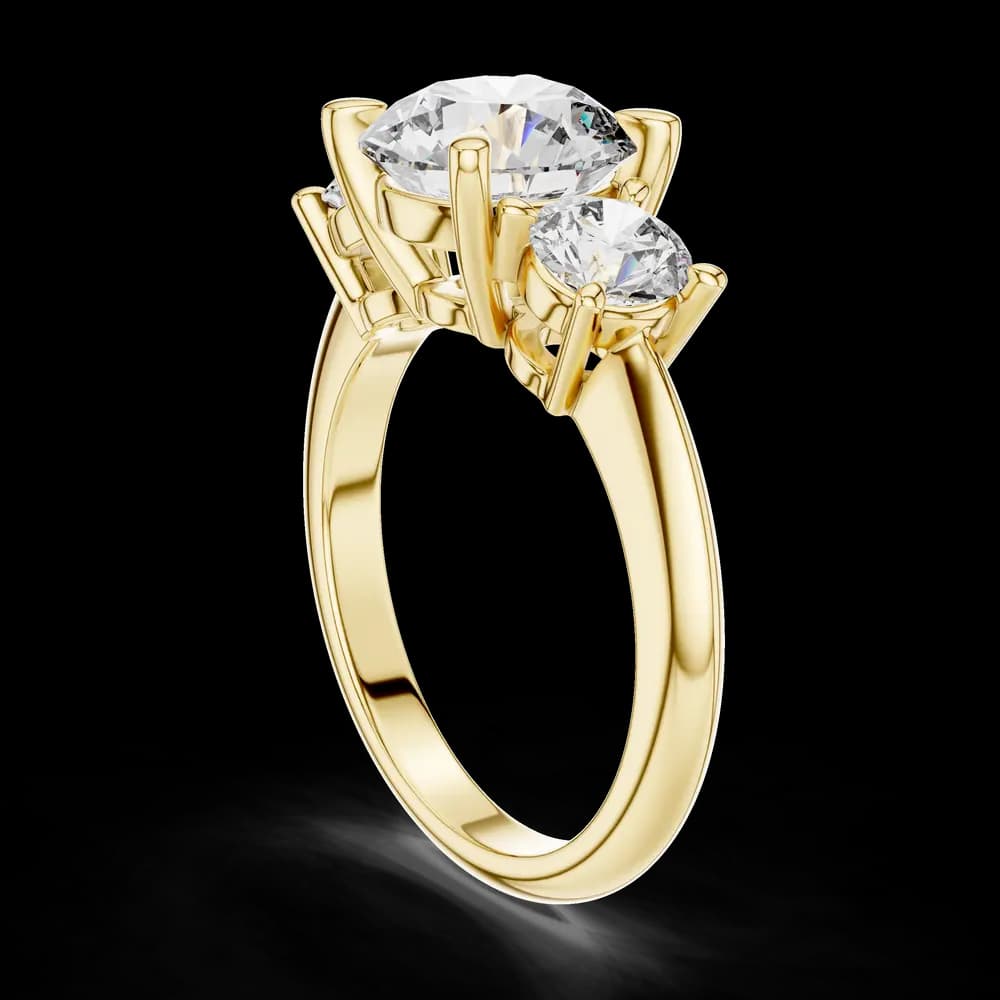 Classic Three-Stone Round Brilliant Cut Lab Grown Diamond Ring - Image 4 Classic Three-Stone Round Brilliant Cut Lab Grown Diamond Ring, view 4 of 5