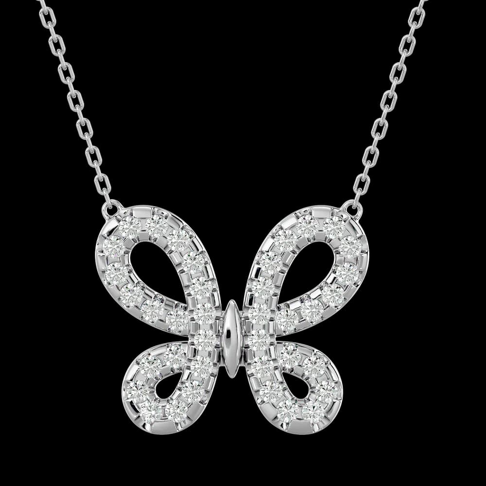 Shimmering Butterfly Pendant with Lab Grown Diamonds - Image 3 Shimmering Butterfly Pendant with Lab Grown Diamonds, view 3 of 4