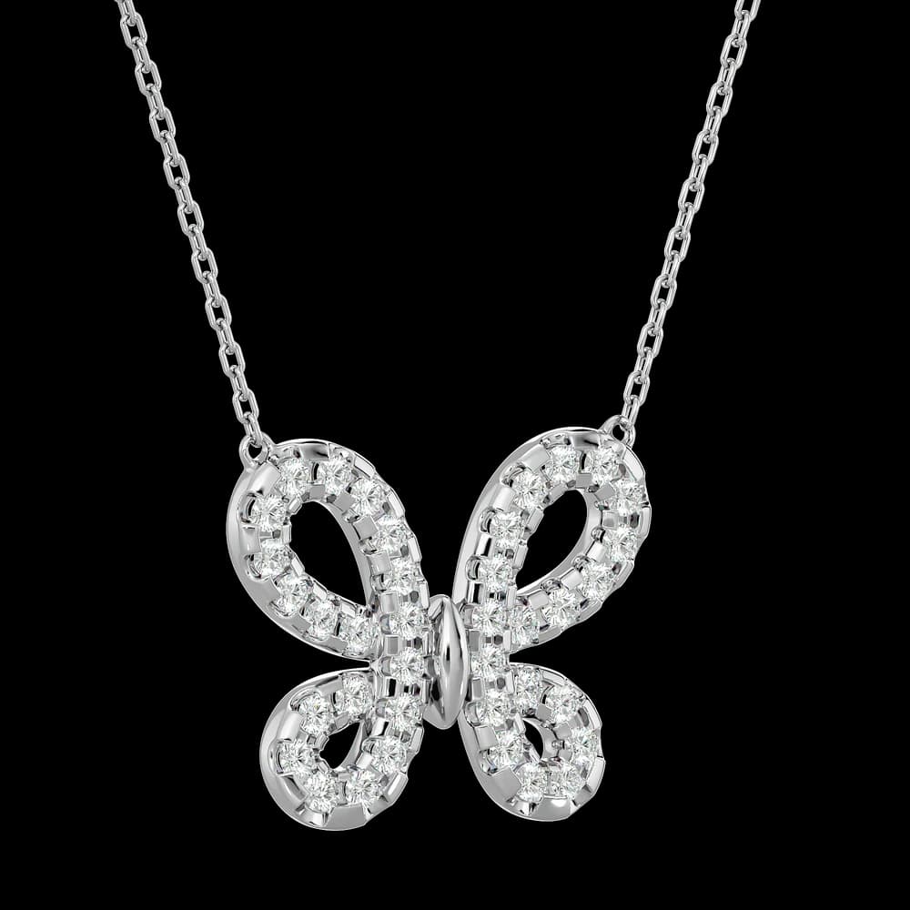 Shimmering Butterfly Pendant with Lab Grown Diamonds - Image 4 Shimmering Butterfly Pendant with Lab Grown Diamonds, view 4 of 4