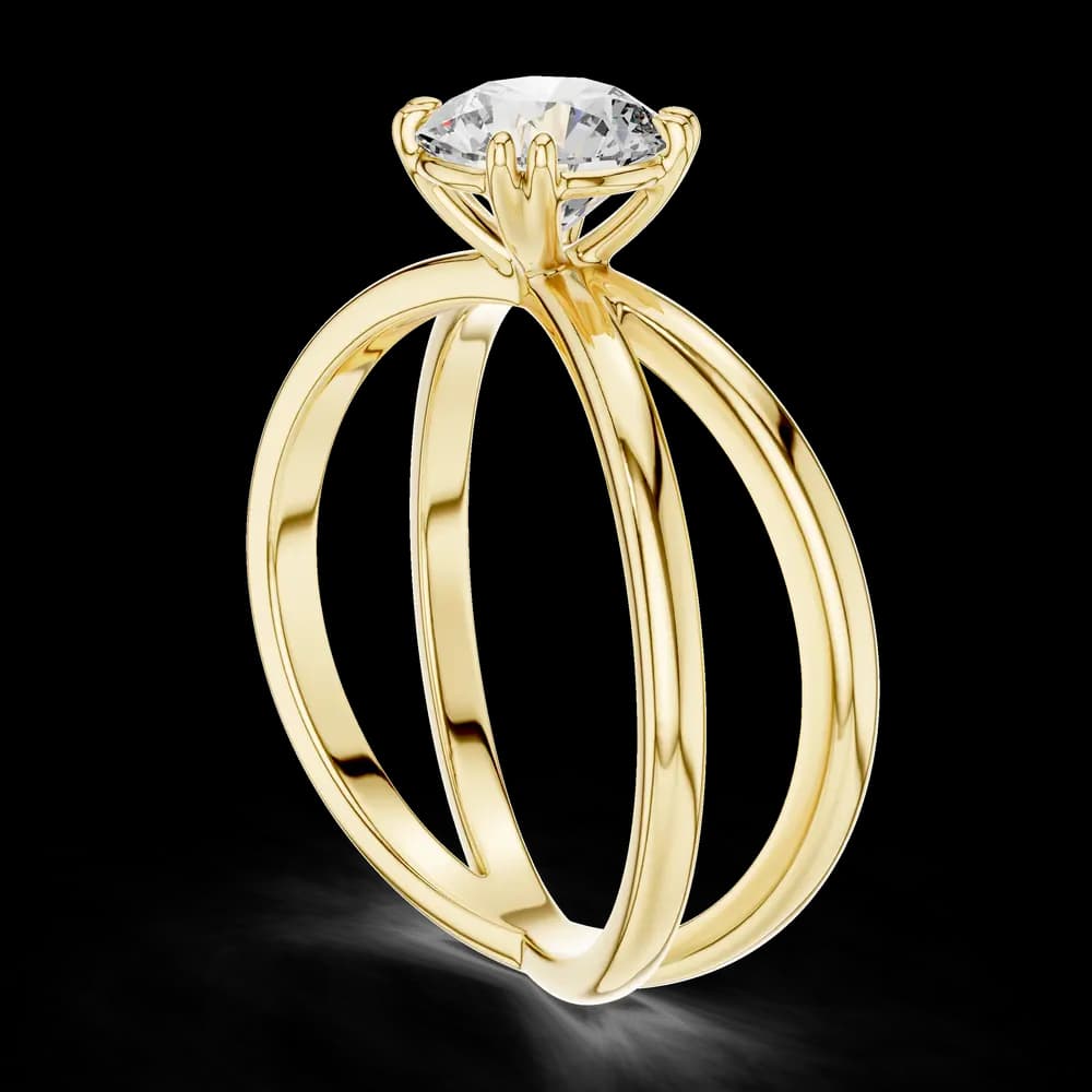 Crossover Solitaire Round Lab Grown Gold Ring - Image 3 Crossover Solitaire Round Lab Grown Gold Ring, view 3 of 3